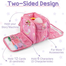 Carrying Case Compatible with Little Tikes Story Dream Machine Books Starter Set,Portable Storage Bag with Handle and Shoulder Strap for Storytime,Little Golden Book,Little Puppy Character (Rainbow)