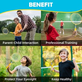 JOY SPOT! Kids Badminton Rackets Set with Soft Grip, Oversize & Lightweight Shuttlecocks Racquet with Carry Bag for Children Youth, 2 Player Sport Game for Indoor Outdoor Backyard (Yellow)