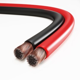 conecto Speaker Cable CCA 2 x 0.75 mm², 50.0 m, Audio Cable with Polarity Marking for HiFi Speaker Boxes Subwoofer, Red/Black