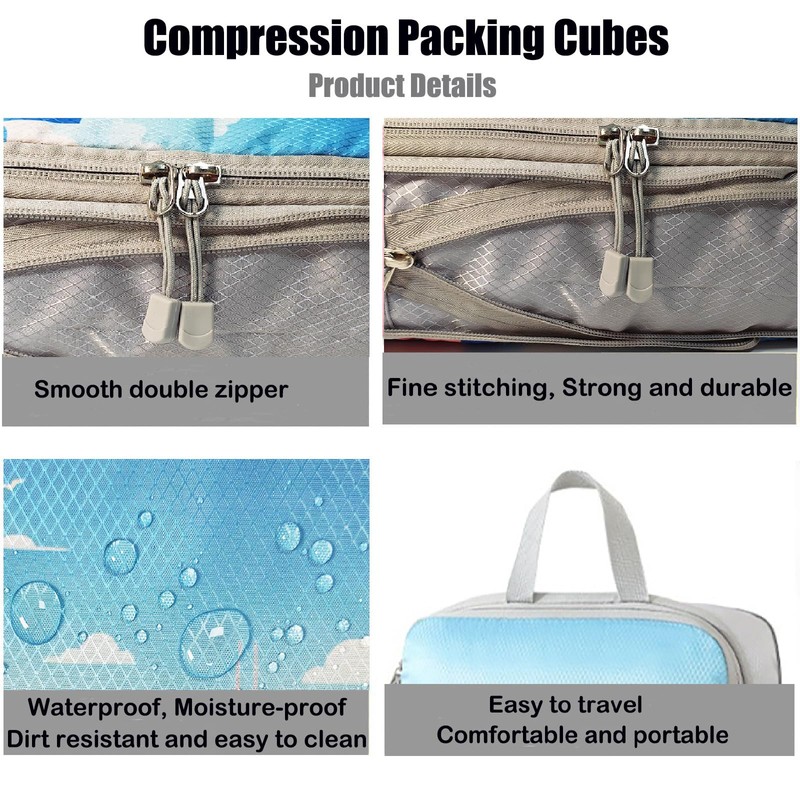 Compression Packing Cubes,5 Pcs Travel Packing Cubes Set,Lumobrilla Travel Organisers
