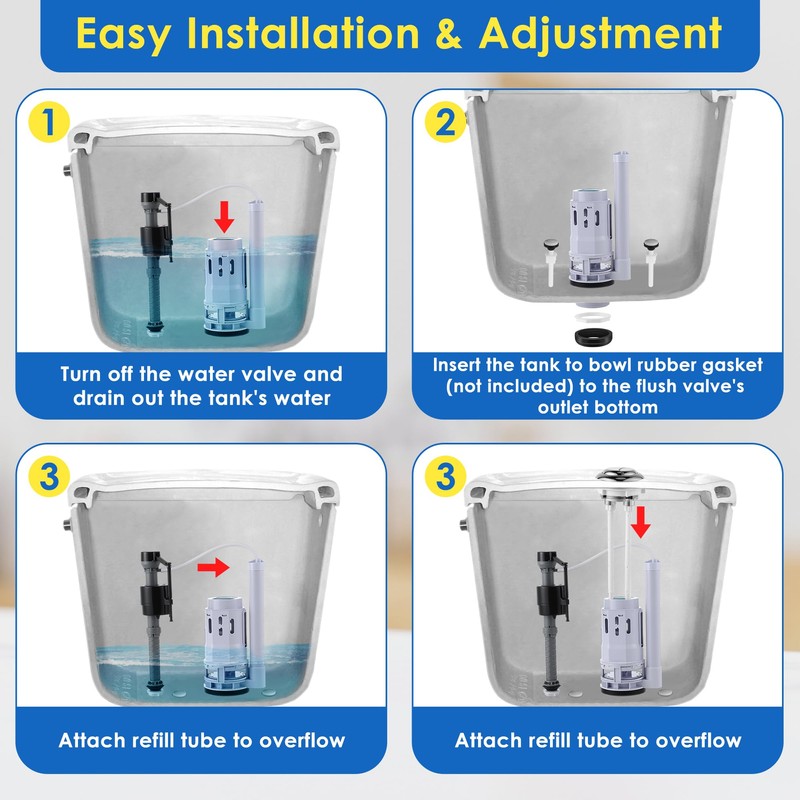 Saillong 1 Pack 3 Inch Universal Toilet Tank Replacement Kit,