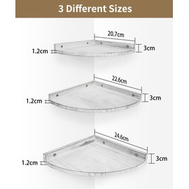 Petrala Petrala Corner Shelf Hanging Wall Shelf Wood Floating Shelves Rustic Corner Shelves for Wall Bookcase with Round And Floating Shelf for Bathroom Kitchen Bedroom Living Room