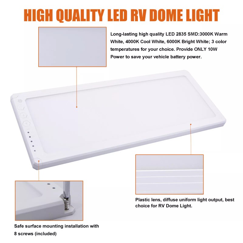 Facon Dimmable 12-30V LED RV Camper Lamp Fixture Ceiling Dome