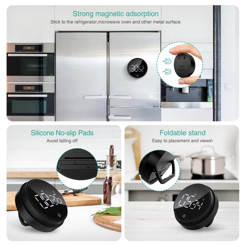 ORIA Home Kitchen Timer, 3 Inch Large LED Digital Timer,