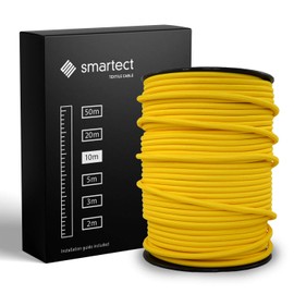 smartect Fabric Electric Cable, Yellow, 10 Metre Vintage Lamp Cable, 3-Core (3 x 0.75 mm²), Power Cable, Covered in Fabric, for DIY Projects