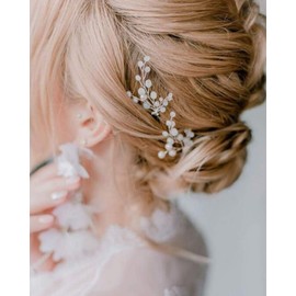 YERTTER 2Pcs Wedding Hair Pins Crystal Pearl Beads Bobby Pins Decorative Pin Clips Bridal Prom Accessories for Brides and Bridesmaids (Rose Gold)