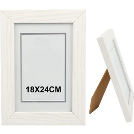 H HANSEL HOME Wooden Picture Frame 18 x 24 cm, White Wooden Photo Frame with Glass Top for Table and Wall