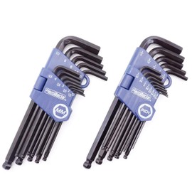 HemBorta® Allen Key Set Ball End Long 26pcs Metric/Imperial Alan Keys Sets 1.27-10mm Metric Allen Keys 3/64-3/8inch Imperial Allan Keyes, Heat Treated CRV Steel Hex Key Set
