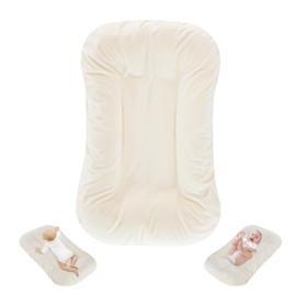 Huggynest Baby Lounger Pillow for Newborn, Portable Baby Nest for Infant 0-12 Months, Infant Floor Seats & Loungers for Home and Travel (White)
