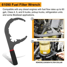 johntruck 61090 Diesel Fuel Filter Wrench for 5" Davco/Oil Filter Removal Tool for Class 4, 5, and 6 Trucks, PickUp Trucks, Refrigeration Units etc