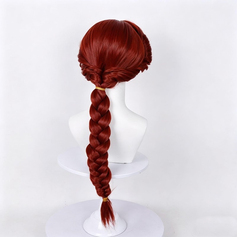 Anime Red long Braids Cosplay Wig Halloween Women Costume Party