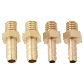 LT Easiyl 4pcs Brass Hose Barb Metric M6x1.0-4mm and M6x1.0-5mm Pond Pool Hose Adapter Hose Barb End Male Thread Pipe Fitting Gold