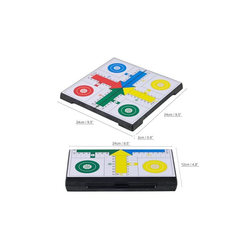 Ludo Game Board Set -9.5”, Magnetic Folding Travel Classic Strategy