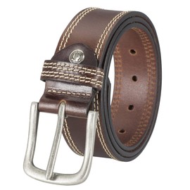 LINDENMANN Men's Leather Belt, Jeans Belt, 35 mm Wide, Belt Men's Jeans, XL, Full Cowhide Leather, Black, mid-brown