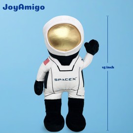 JoyAmigo Astronaut Plush Toy - Soft Stuffed Spaceman, Cute Huggable Animal for Kids, 15” Height Collectible Birthday Gift & Cuddly Space Decor