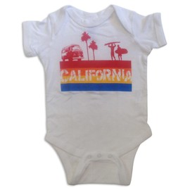 Sol Baby California 4 Color Stripe White Onesie