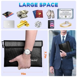 QLYNUDO 5200℉ Fireproof Document Bag, Fireproof Money Bag for Cash, Fireproof Pouch for Important Documents and Valuables, 11x7.7 Inch, Waterproof Zipper