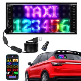 Programmable Led Sign, Double Line Digital Led Message Board, Smart Light Strip Flexible Rgb Electronic Signage Banners, Scrolling Text Panel for Car Shop Taxi Rear Window