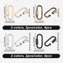 AHANDMAKER 8Pcs Threaded Quick Link, 4 Styles Trailer Safety Chain Hook Carabiner Clip for Pulling and Lifting, Heavy Duty Clips Chain Connector for Camping, Backpack, Pet Chain, Keychain