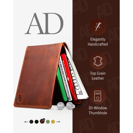 Slim Leather Bifold Wallets for Men - Minimalist Mens Wallet RFID Blocking with ID Window Gifts for Men