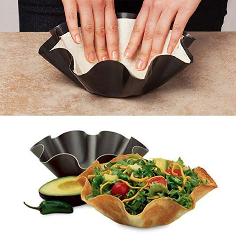 2 Pcs Tortilla Shell Maker, 6" Non-Stick Carbon Steel Fluted