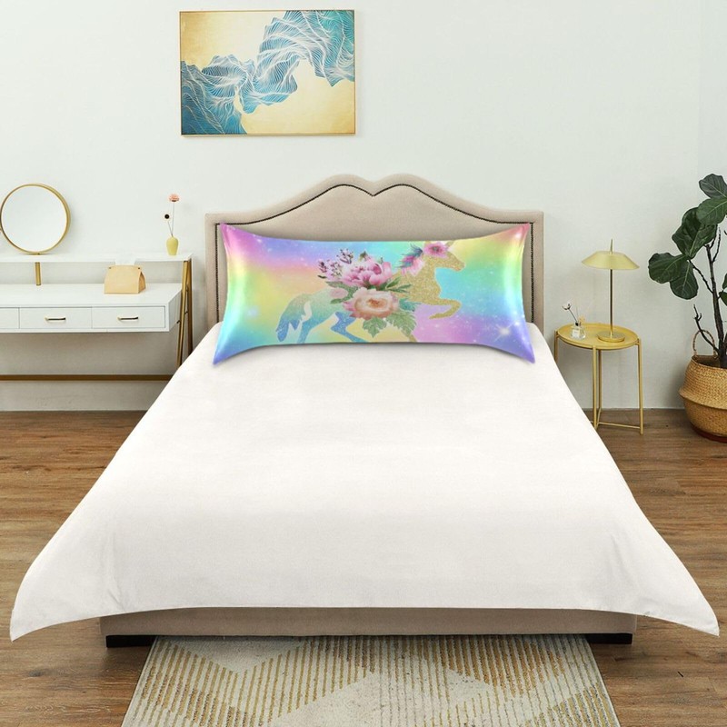 Blueangle Rainbow Unicorn Satin Pillowcase for Hair and Skin Silk