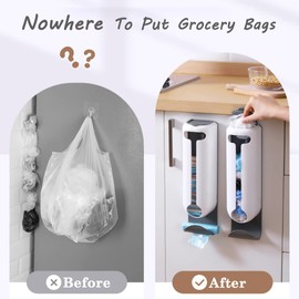 KINGOU Kitchen Grocery Bags holder Wall Mount Plastic Bags Organizer Kitchen Plastic Grocery Bags Dispenser Old Bags Saver to The Wall or Cabinet