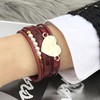 Long tiantian Heart Leather Wrap Bracelets Pink Bracelets Stackable Boho