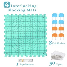 Knitiss 4 Pack Knitting Crochet Blocking Mats Extra Thick Blocking Boards with Grids 32x32cm Reusable Crochet Blocking Board and Needles