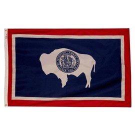 Valley Forge, Wyoming State Flag, Nylon, 3'x5', 100% Made in USA, Canvas Header, Heavy-Duty Brass Grommets