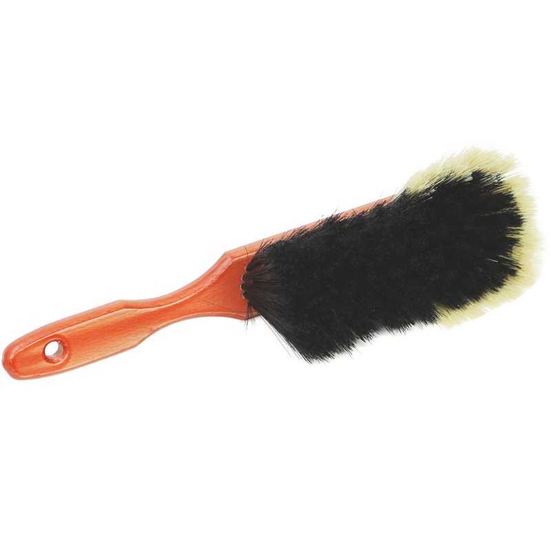 com-four® 2x Wooden hand broom - Hand broom with horsehair