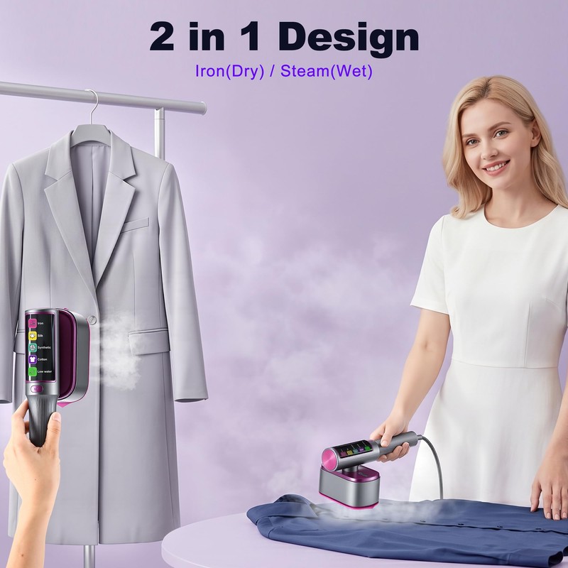 EFOBO Steamer for Clothes, 2 in 1 Travel Iron Steamer,