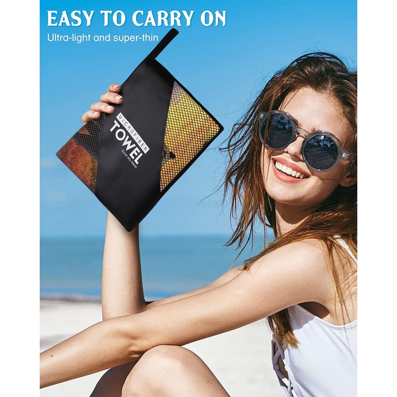 YISUMEI Microfibre Beach Towel Printed with Black Bear, Soft, Lightweight,