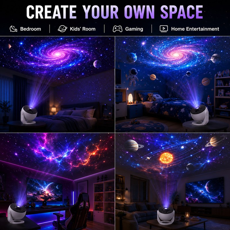 13 Films Galaxy Projector for Bedroom – HD Space Projection