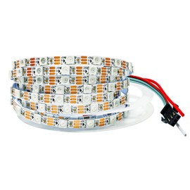 Tesfish WS2812B LED Strip Light 5V, 5mm Ultra Narrow RGB LED Pixel Strip 2m 5050 120 LEDs IP30 White PCB Full Color Individually Addressable Smart LED Light Strips for DIY Advertising Decoration