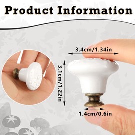 Aster Pack of 4 Furniture Knobs, Cupboard Knobs, Vintage with Screws, Flower Pattern, Pull Handle Knob, White for Furniture, Chest of Drawers, Shoe Cabinets,