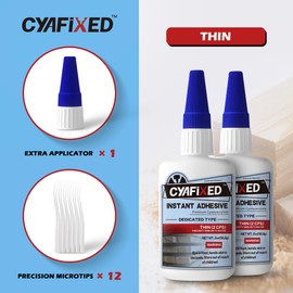 CYAFIXED Professional Grade Cyanoacrylate Super Glue, Super Thin Viscosity CA Glue for Woodworking, 4 oz. Value Pack - Instant Adhesive for Woodturning, Pen Turning, Finish & Hobby