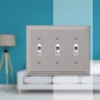 Amerelle Steps Triple Toggle Cast Metal Wallplate in Satin Nickel