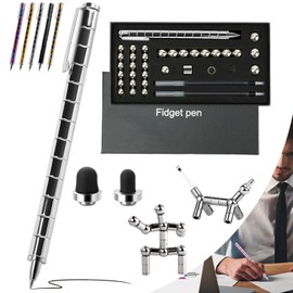 Magnetic Pen Fidget Pen Magnet for Kids,Adults,Teens,Silver Magnet Ballpoint Pen Fidget Gel Pen,Decompression Magnetic Metal Pen,Magnet Writing Fidget Toy Gifts for Birthday,Christmas Stocking Fillers