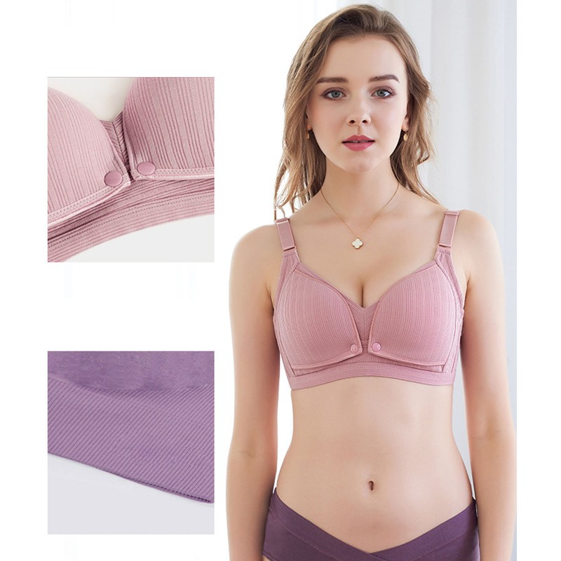 2PCS Maternity Bra Pure Cotton Wireless Soft Breathable Breastfeeding Bra