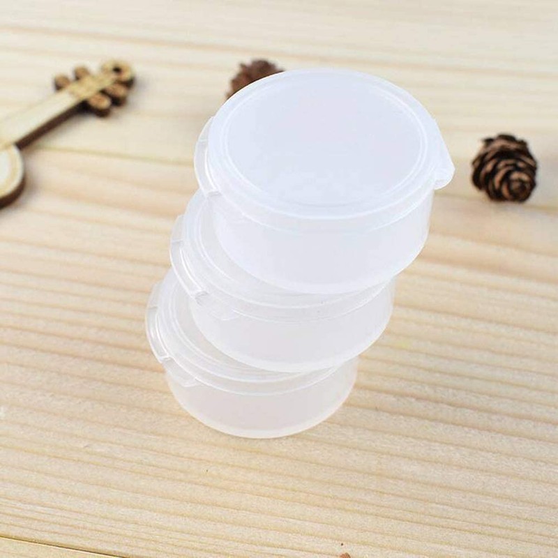 HEALLILY 10pcs Small Pill Case Clear Round Plastic Storage Containers