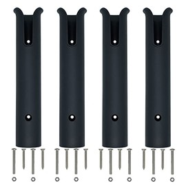 Fishing Rod Holder Racks Bracket Wall Mounted Boat Side Mount Tool Holder Tube Links with Screws 2/4/6 Pole Tube (4-Tube Black)