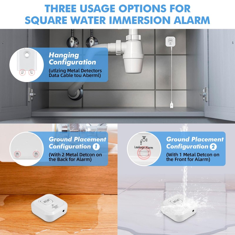 Water Detector, Water Detector WLAN 100 dB Loud Water Sensor