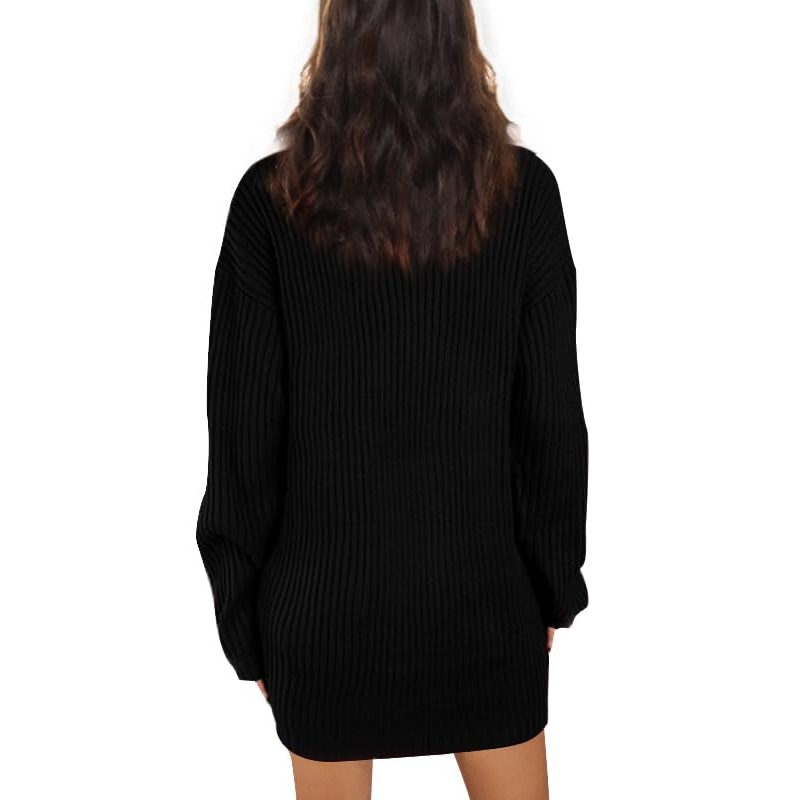 JFAN Women's Winter Dress, Long Knitted Dress, Batwing Sleeves, Knitted