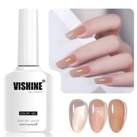 Vishine 16 ml Gel-Nagellack, semi-permanent, transparent, Soak-Off, UV, LED, für Nail Art, Maniküre, Zuhause, DIY, L284, Eistee, cremiges Orange