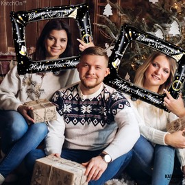 KatchOn, New Years Eve Photo Booth Frame - Pack of 2, Inflatable New Years Eve Photo Booth Props 2025 | New Years Eve Party Supplies 2025 | NYE Photo Booth Props, Happy New Years Decorations 2025