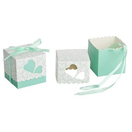 Kleenes Traumhandel Heart Design Gift Boxes - Set of 30 in Mint with Satin Ribbon - Ideal for Special Occasions