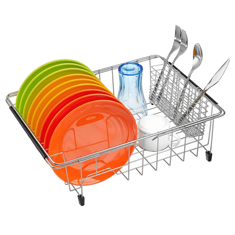 SANNO Large Expandable Dish Drying Rack Dish Rack Drainer with