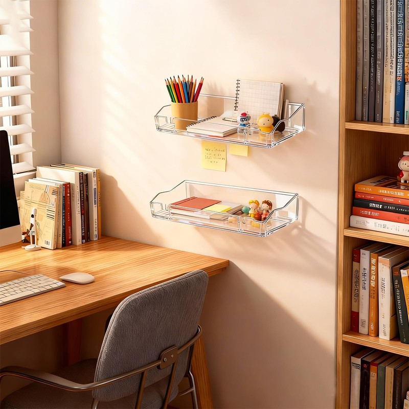 EIIXMSO Floating Shelves for Wall, Acrylic, Clear, 2 Count