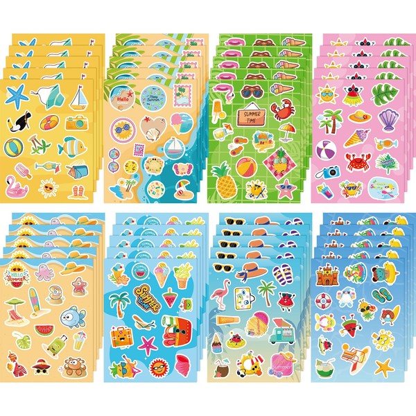 SEPGLITTER 600Pcs Summer Stickers Beach Stickers Ice Cream Stickers for